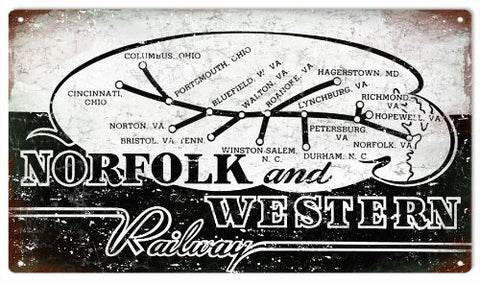 Reproduction Norfolk And Western Railway Sign 8x14