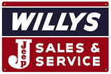 Willys Service Reproduction Gas Station Man Cave Metal Sign 18x30