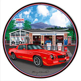 Z28 Camaro Red Metal Sign By Rudy Edwards 24×24 Round