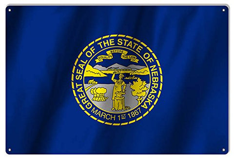 Nebraska State Flag Reproduction Metal Sign 12x18