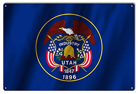 Utah State Flag Reproduction Metal Sign 12x18