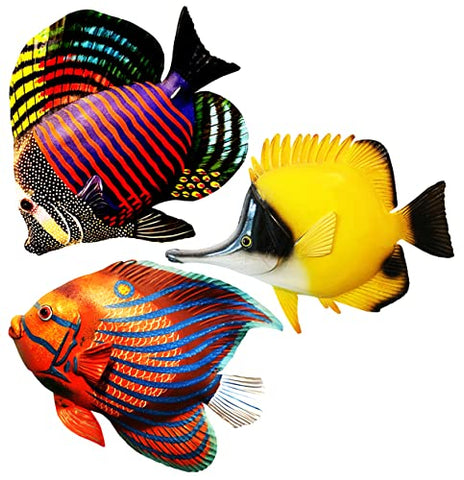 Tropical Set Of 3 Fishes Laser Cut Out Signs 11.5