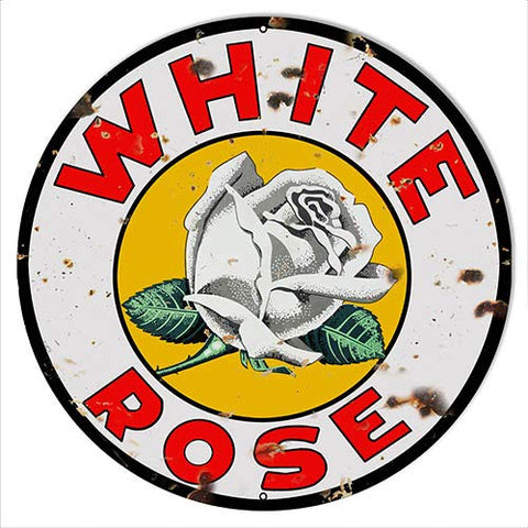 White Rose Reproduction Motor Oil Metal Sign 18×18 Round