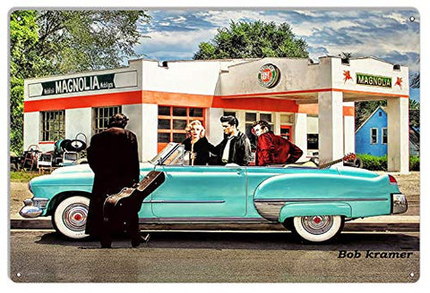 Going For A Ride In A Chevy Service Station Metal Sign By Artist Bob Kramer 12×18