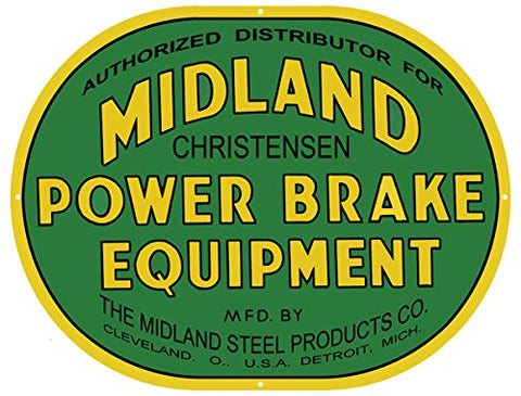 Midland Power Brake Equipment Reproduction Man Cave Metal Sign 26x34