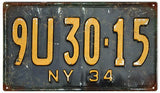 Reproduction Old NY License Plate Sign 8x14