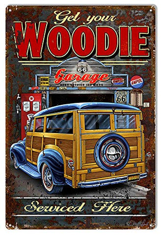 Woodie Service Garage Gas Station Metal Sign By Steve McDonald 12×18