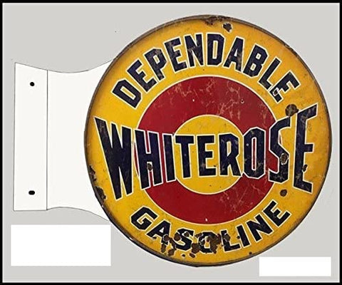 Vintage Whiterose Gasoline Reproduction Flange Sign 15x171/2