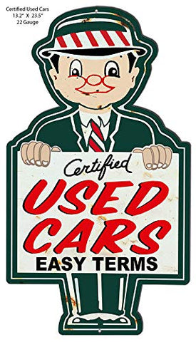 Used Cars Laser Cut Out Reproduction Garage Shop Metal Sign 13.2×23.5