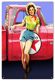 ArtFuzz Texaco Red Truck Pin Up Girl Garage Shop Metal Sign 12×18