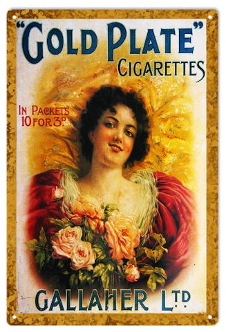 Reproduction Gold Plate Cigarettes Sign