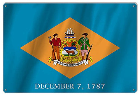 Delaware State Flag Reproduction Metal Sign 12x18