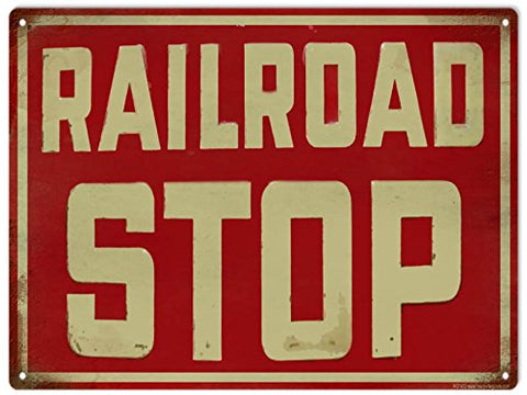 Vintage Railroad stop Sign 9x12