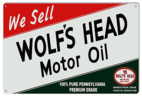 ArtFuzz Large Reproduction Wolfs Head Motor Oil Sign 16x24