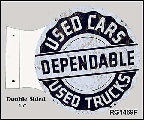 Reproduction Dependable Used Car Flange Sign 15x171/2