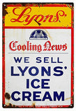 Vintage Lyons Ice Cream Reproduction Sign 12x18