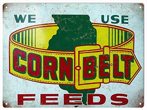 Reproduction Corn Belt Feeds Country Metal Sign 9x12