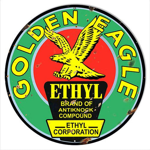 Golden Eagle Gasoline Reproduction Vintage Metal Sign 14×14 Round