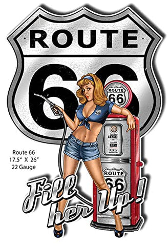 Route 66 Pin Up Girl Reproduction Cut Out Sign Steve McDonald17.5x26