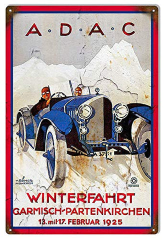 Winterfahrt Vintage Car Reproduction Garage Art Metal Sign 12×18