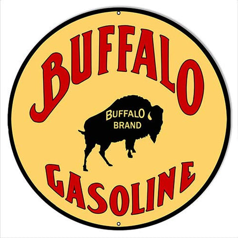 Buffalo Gasoline Reproduction Garage Shop Metal Sign 18×18 Round