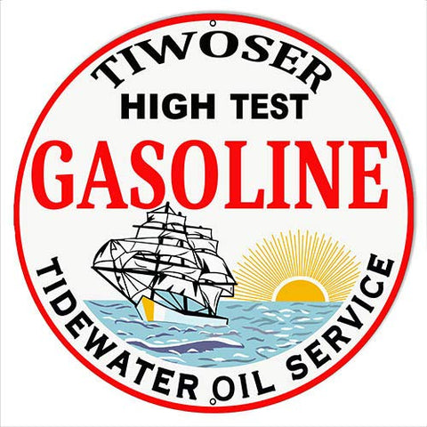 Tidewater gasoline Reproduction Garage Metal Sign 24×24 Round