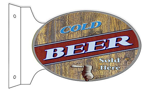 Cold Beer Reproduction Flange Bar Sign 12x18 Oval