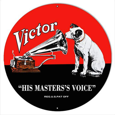 Victor Phonographs Nostalgic His Masters Voice Reproduction Metal Sign