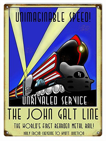 Vintage John Galt Line Railroad Reproduction Sign 9x12