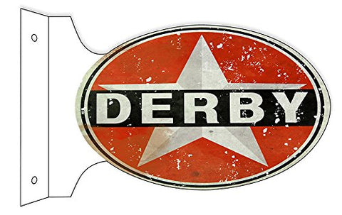 Derby Motor Oil Reproduction Garage Shop Flange Sign 12x18 Oval