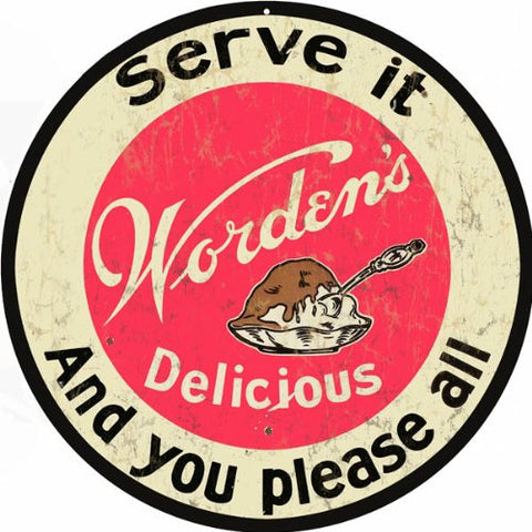 Reproduction Wordens Ice Cream Sign 14 Round