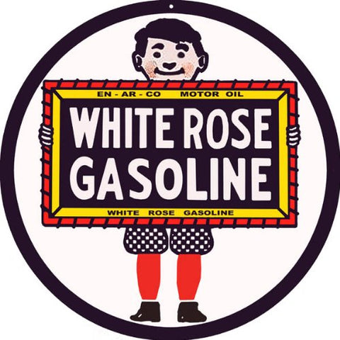 Reproduction White Rose Gasoline Sign 14 Round