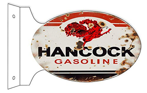 ArtFuzz Hancock Gasoline Reproduction Double Sided Flange Sign 12x18