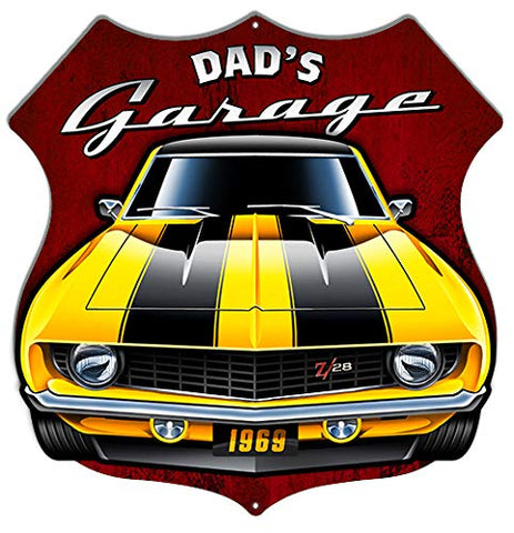 Dads Garage Cut Out 3D Effect By Scott Siebel Metal Sign 15.6×15.8