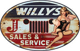 Willys Pin Up Girl Sign By Steve McDonald 15x24 Oval