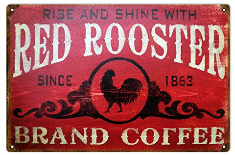 Vintage Red Rooster Coffee Reproduction Sign 12x18