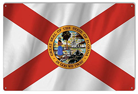 Florida State Flag Reproduction Metal Sign 12x18