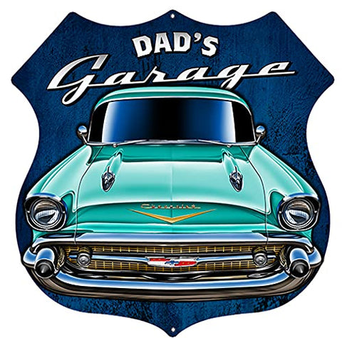 Dads Garage Cut Out 3D Effect Garage Art Meta Sign 15.6×15.8