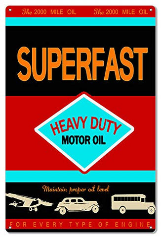 Superfast Motor Oil Reproduction Large Garage Shop Metal Sign 16×24