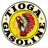 Tioga Gasoline Reproduction Motor Oil Metal Sign 18×18 Round