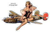 ArtFuzz Airplane Pin Up Girl Cut Out Aviation Metal Sign 15x23.5