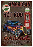 American Garage Reproduction Hot Rod Man Cave Metal Sign 18x30