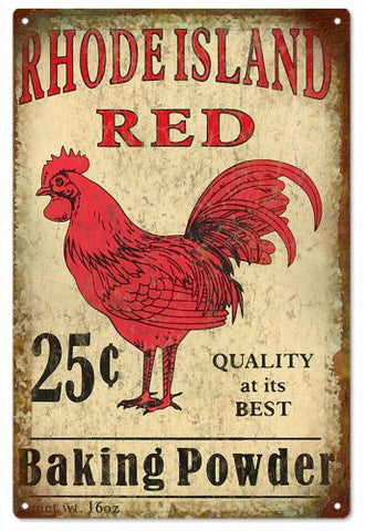 Rhode Island Red Baking Powder Reproduction Sign 12x18