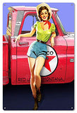 Red Truck Pin Up Girl Garage Shop Large Metal Sign 16×24