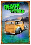 Woodie Beach Cruiser Metal Sign By Phil Hamilton 12×18