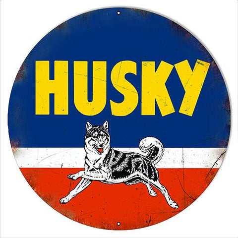 XL Husky Motor Oil Gasoline 30? Metal Repro Vintage Looking Garage Art Sign