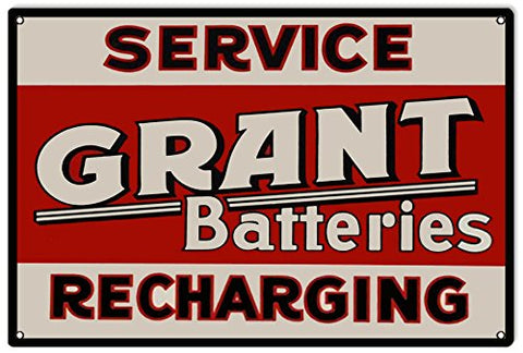 Grant Batteries Gas Station Reproduction Garage Shop Metal Sign 18x30