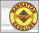 Manhattan Gasoline Flange Reproduction Sign 15x171/2