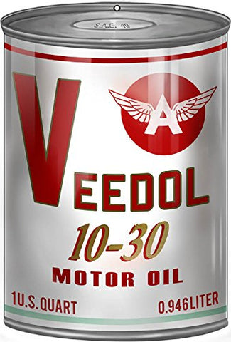 Veedol Gas Station Reproduction Motor Oil Can Metal Sign 12x18