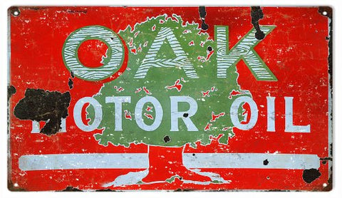 Reproduction Oak Motor Oil Sign 8x14